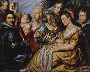 Jacob Jordaens Self portrait with his Family and Father-in-Law Adam van Noort painting